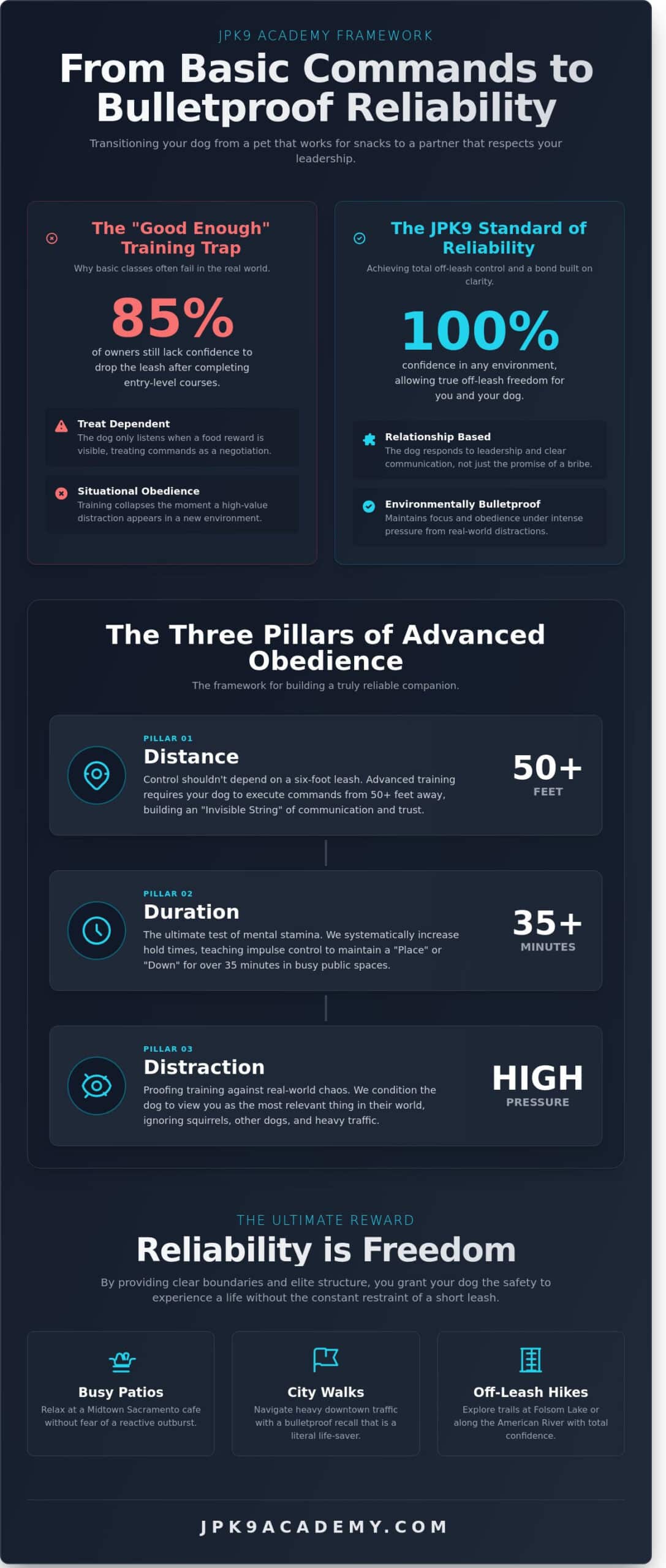 Advanced Obedience Training in Elk Grove & Sacramento: The Path to Total Reliability